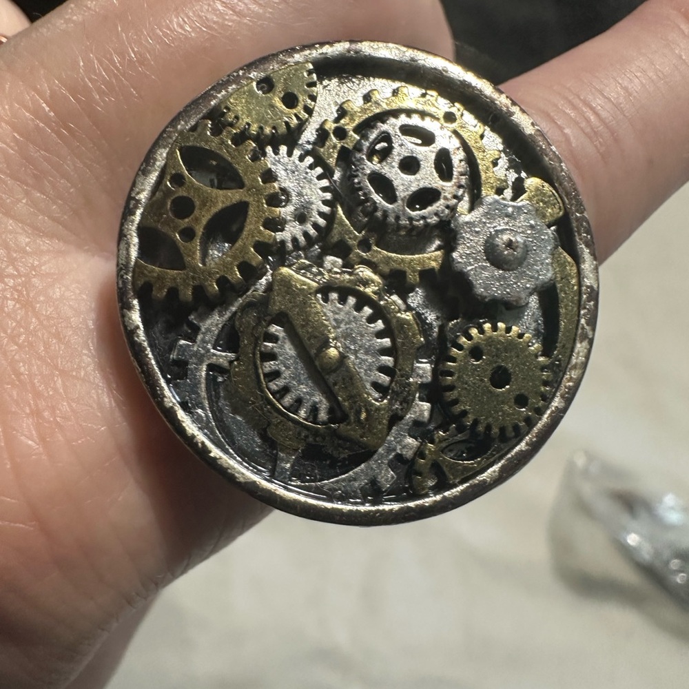 Gold and Silver Mechanical Gear Ring